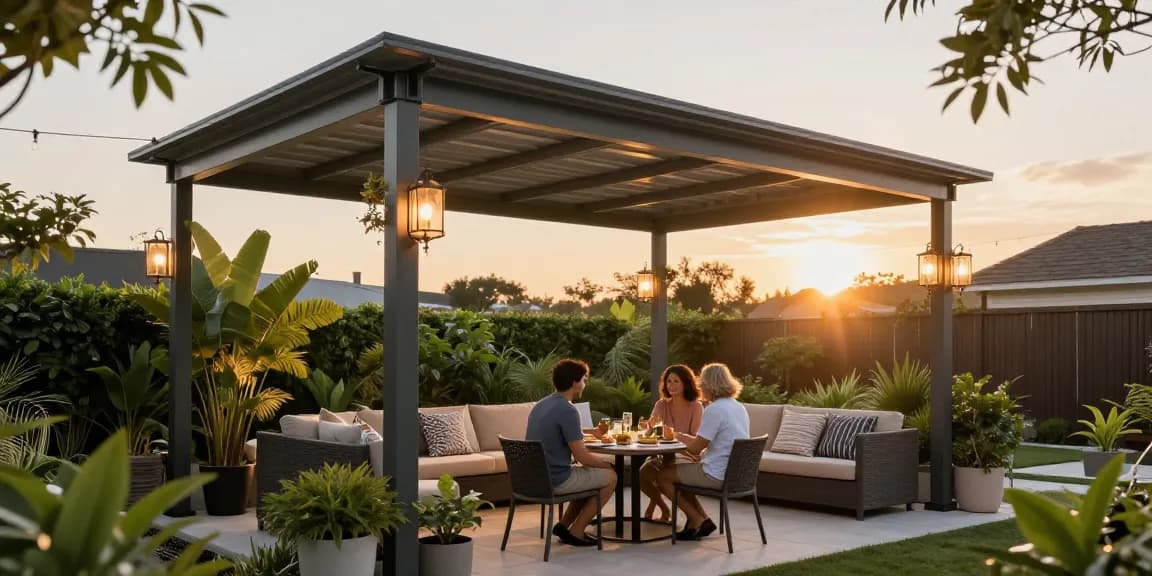 Moderne Terrassenüberdachungen schaffen ein einladendes Ambiente im Garten.