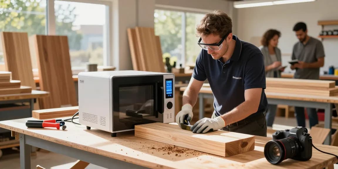 Shashel microwave technology eliminating wood-boring insects in a workshop.