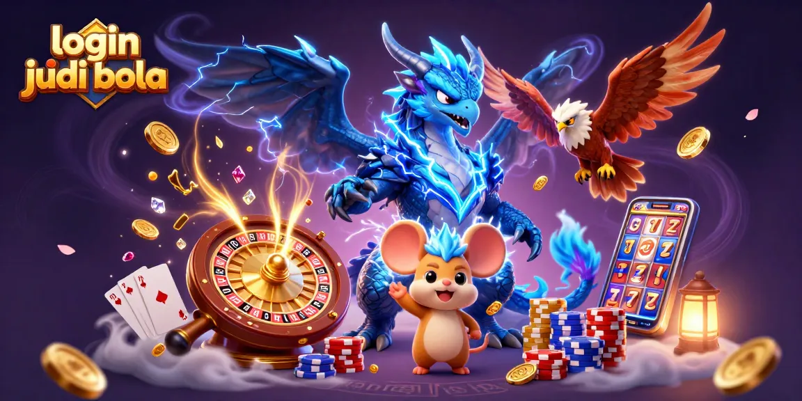 Engage in immersive login judi bola with a 3D dragon, hawk, and dynamic gaming elements.