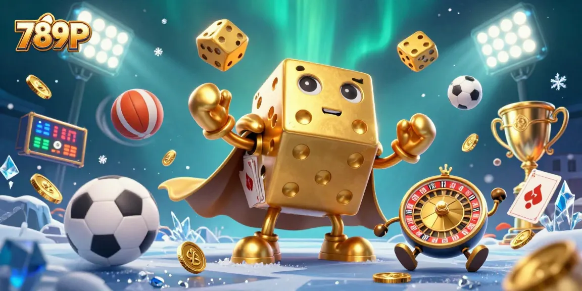 Engage with 789P in an exciting casino adventure featuring a golden dice golem and vibrant sports elements.