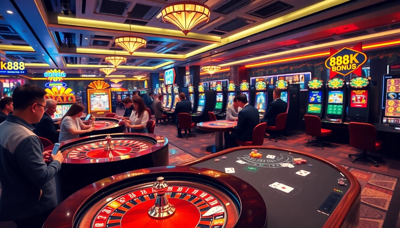 Nk88 players enjoying vibrant online casino games with exclusive bonuses.