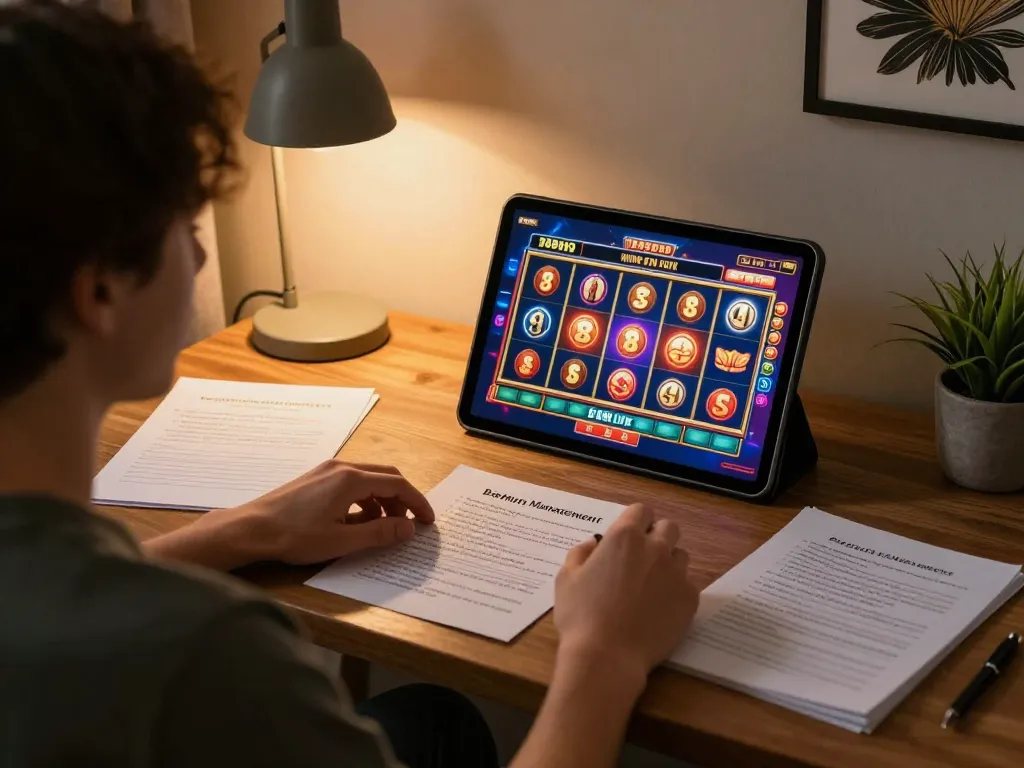 Enjoying online casino Malaysia gameplay at home with focused strategy and festive decor.