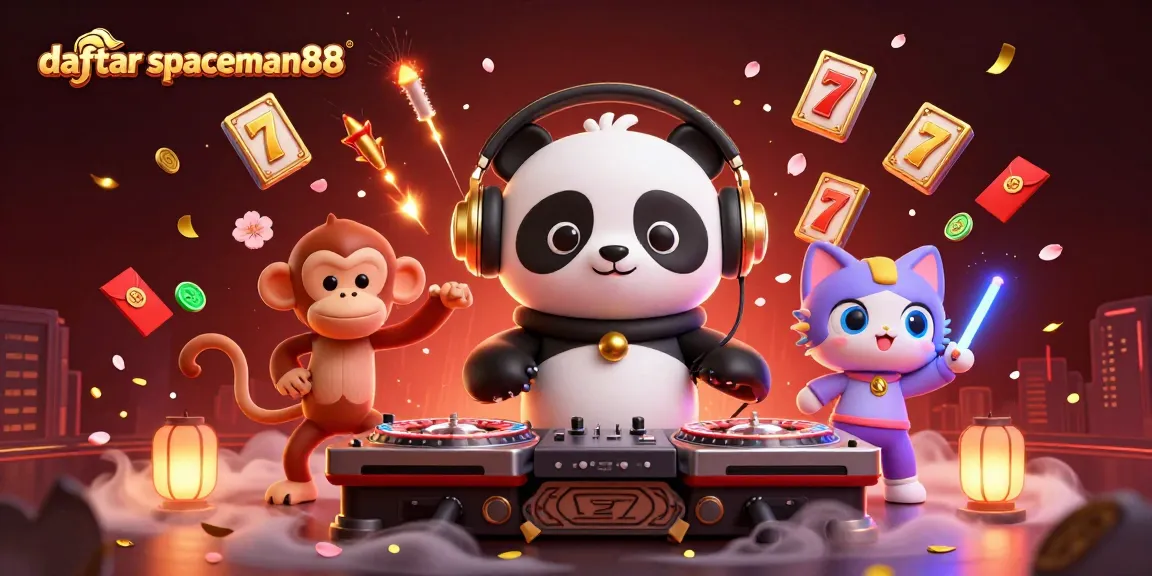 Engage with daftar spaceman88 featuring vibrant 3D characters in a casino-themed scene.