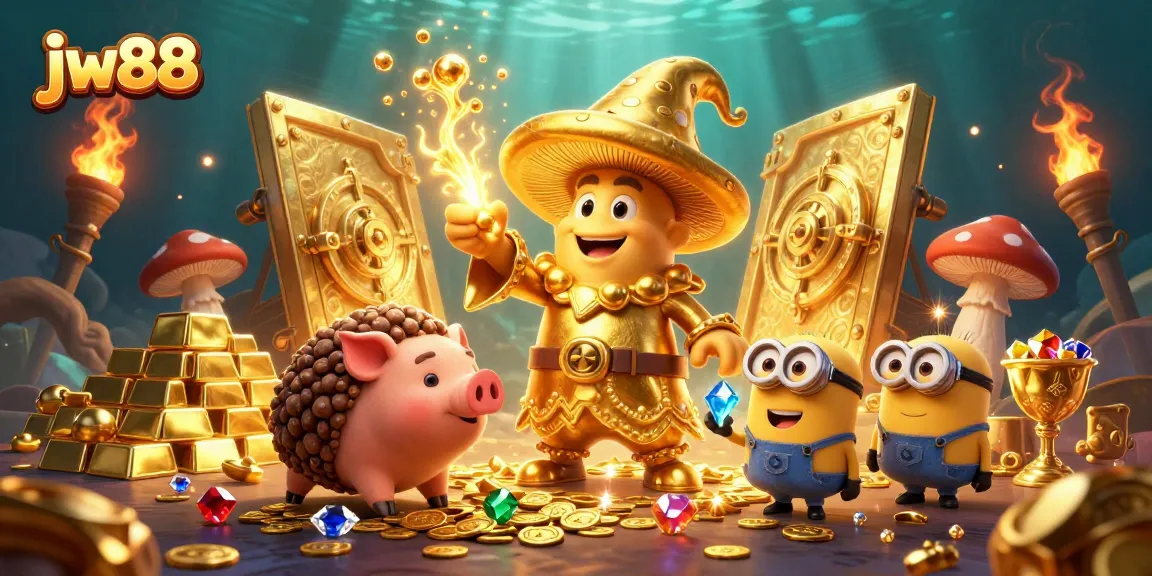 Experience clashing treasures and magic with jw88 in this stunning casino scene.
