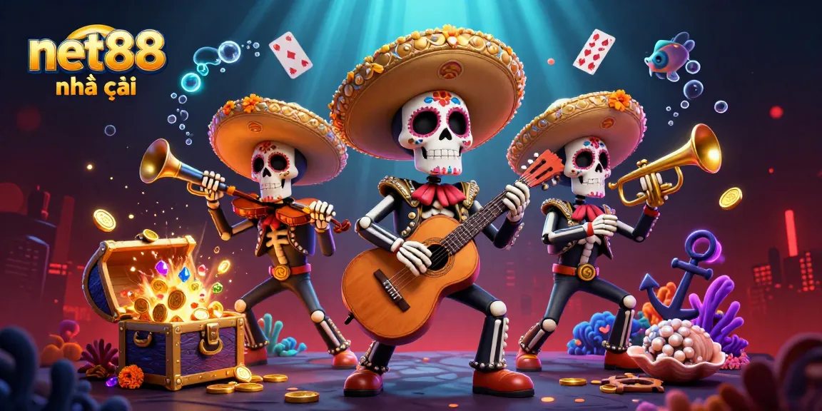 Engage in thrilling action with net88 nhà cái, showcasing a vibrant mariachis scene amidst underwater treasures.