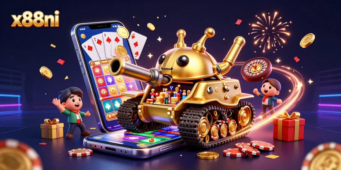 Experience the excitement of gaming at x88ni with colorful slot games and casino vibes.