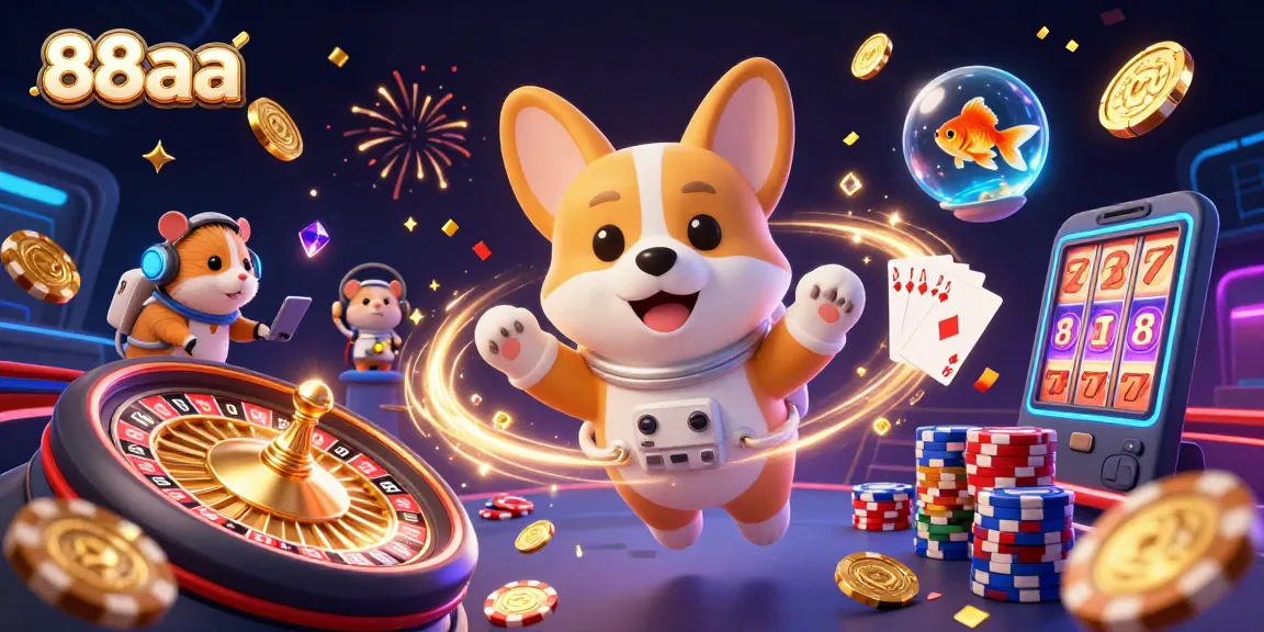 Experience thrilling slots and gaming fun with 88aa in a vibrant casino space setting!