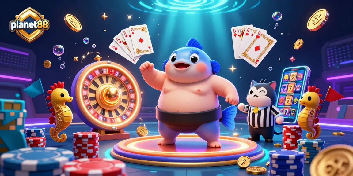 Experience thrilling wins at planet88 with a lively underwater casino scene showcasing slots, games, and vibrant action.