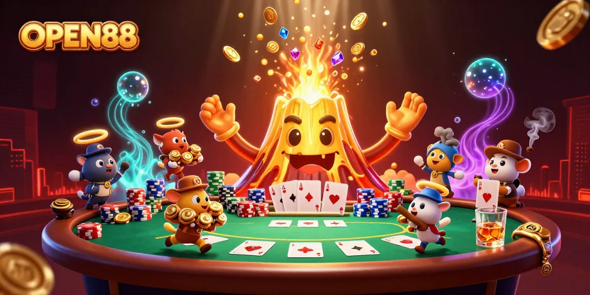 Experience exhilarating gaming action with treasures erupting at OPEN88's vibrant casino.