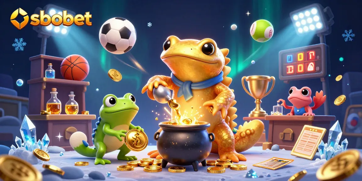 Bet on sbobet with thrilling sports elements, gold coins flying amidst dynamic cauldron alchemy.