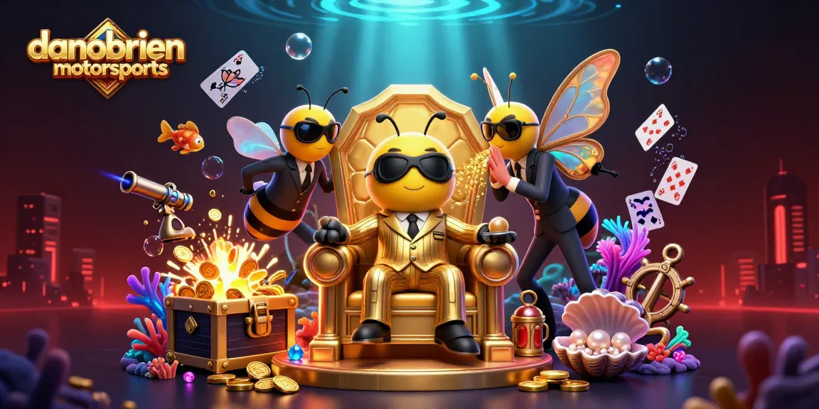 Danobrienmotorsports showcases a vibrant underwater casino scene with bumblebee mob boss and dazzling game elements.