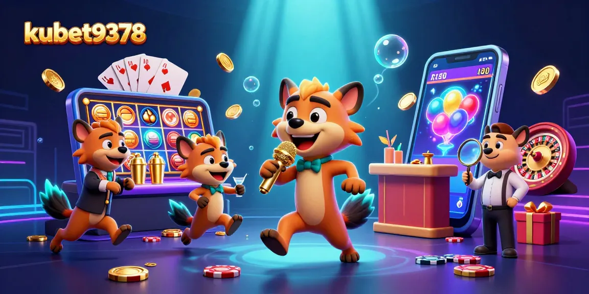 Experience the excitement at kubet9378 with hyenas in a vibrant casino scene filled with games.