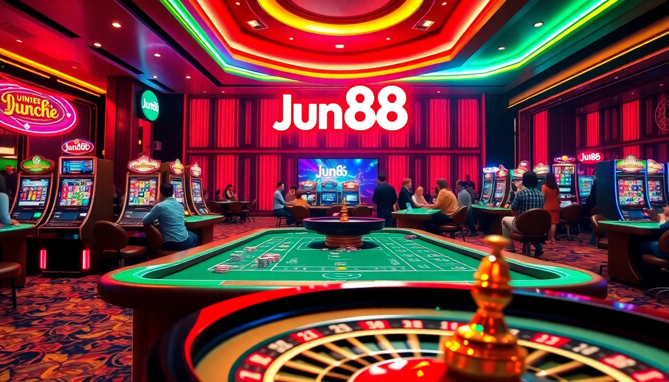 Experience the thrilling atmosphere at Jun88 casino with vibrant games and professional players.