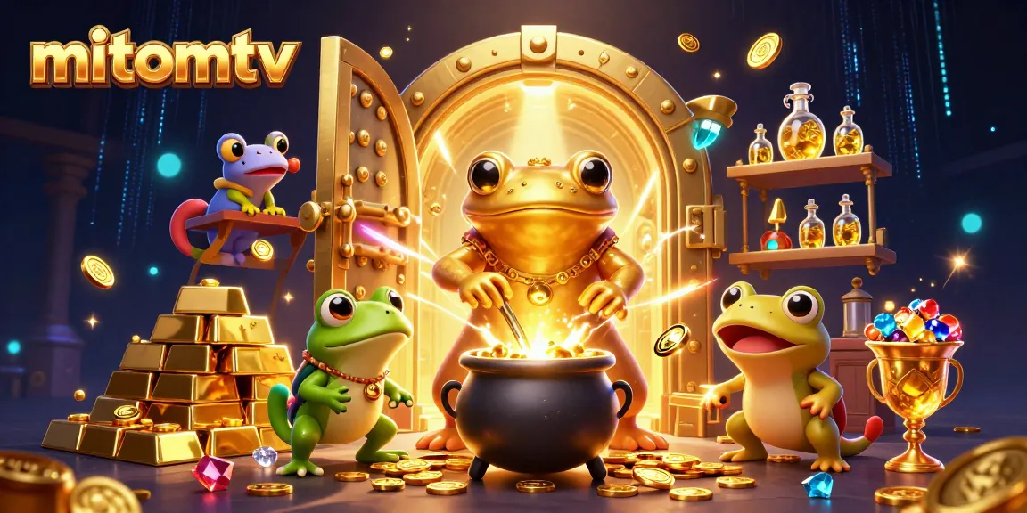 Experience thrilling gameplay with mitomtv, featuring an alchemist turning base metals into coins amidst a rich treasure scene.