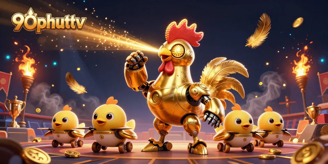 Experience thrilling sports betting with 90phuttv as golden elements and dynamic characters bring excitement alive.