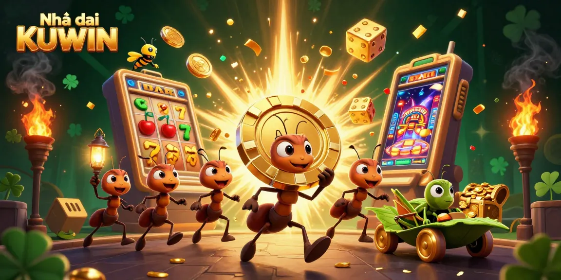 Experience thrilling moments with Nhà cái KUWIN as cartoon ants pull off a heist for a giant poker chip.