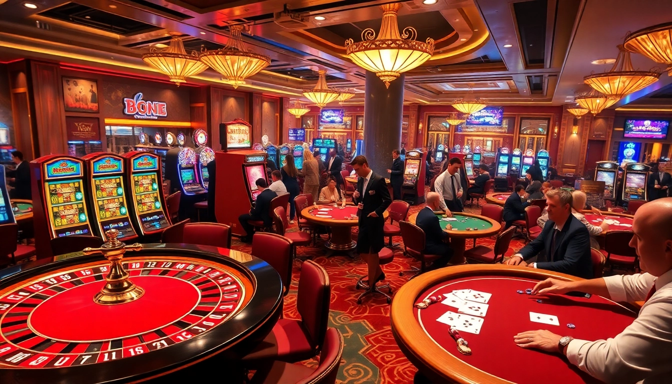 Exciting gambling scene at the casino featuring 8KBET with players enjoying roulette and poker.