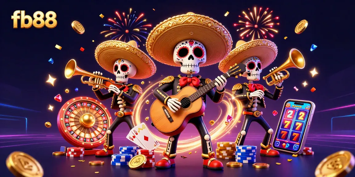 Play exciting games at fb88 with vibrant slots, a lively mariachi band, and sparkling rewards.