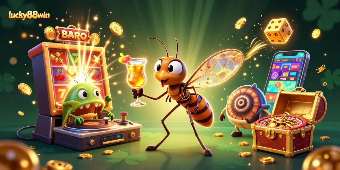 Experience the excitement of lucky88win with a vibrant 3D casino scene featuring unique characters and jackpot elements.