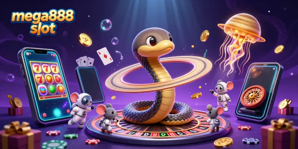 Engage with mega888 slot through an adventurous cosmic scene featuring animated characters and magical gameplay.