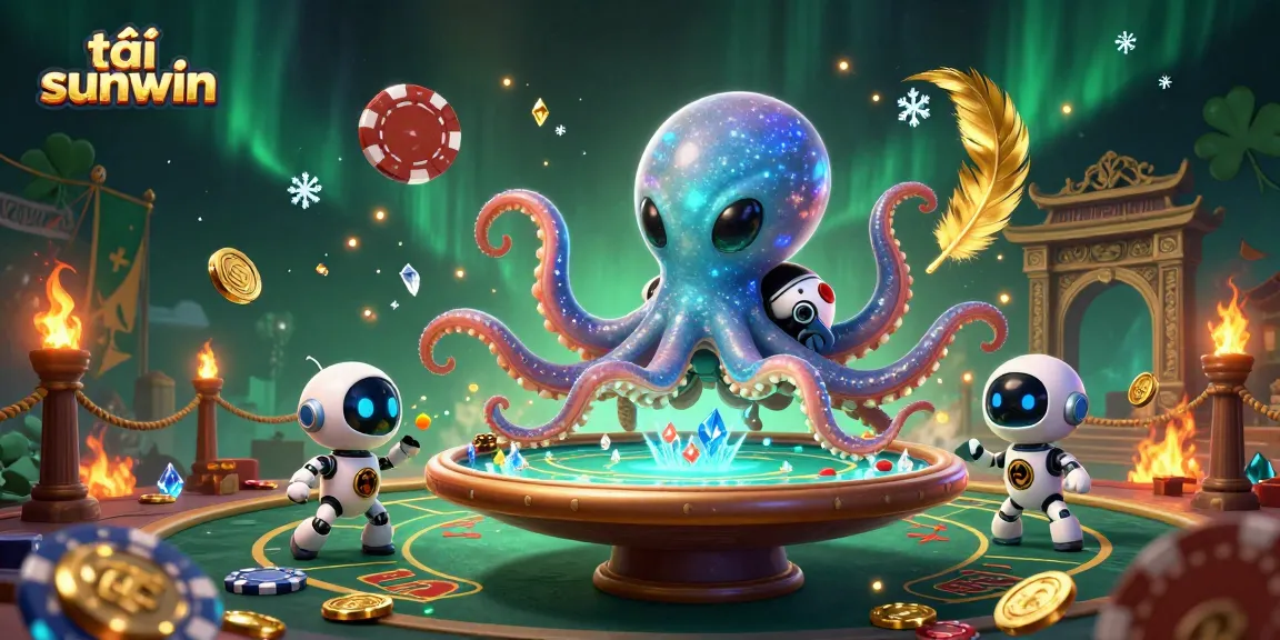 Engage with tải sunwin to enjoy exciting poker games with a cosmic twist in this vibrant illustration.