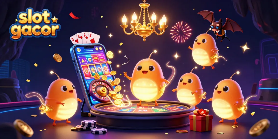 Experience the thrill of slot gacor in a visually stunning casino scene with glowworms and a bat dealer.