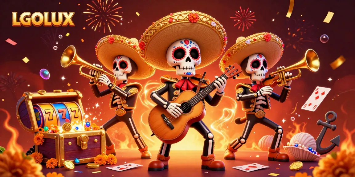 Experience the thrill of winning at LGOLUX with colorful slots and a festive mariachi band.