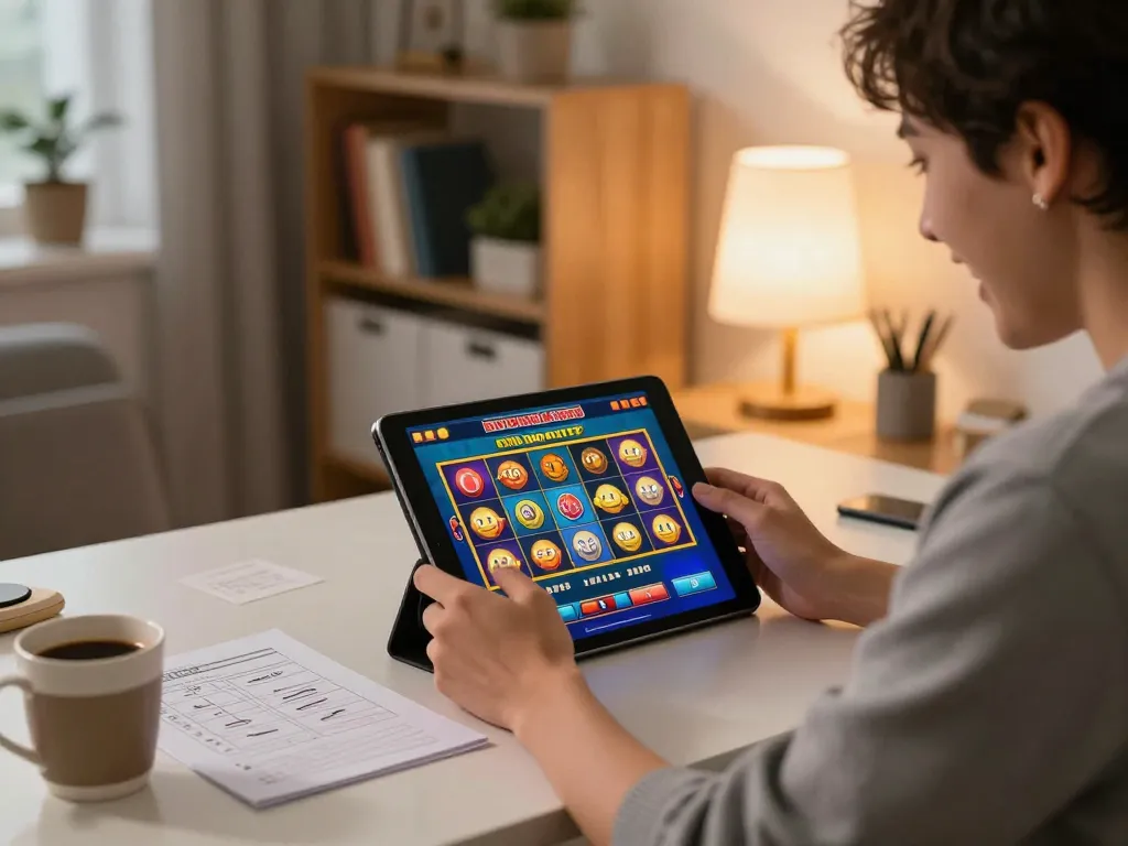 situs slot gacor player enjoying online slots at home with engaging visuals
