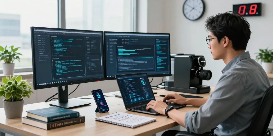Cybersecurity analyst reviewing protocols and alerts on monitors at https://shs-dome5.com/ in a modern office.