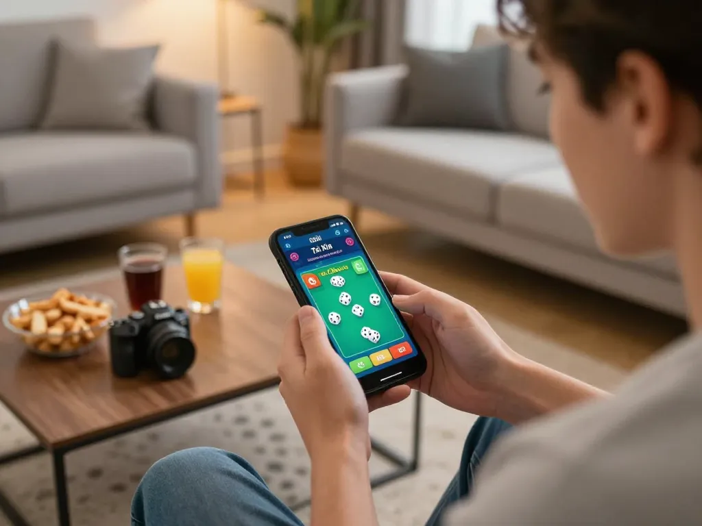 Engaging with the app tài xỉu online uy tín, showcasing a player focused on dice betting options.