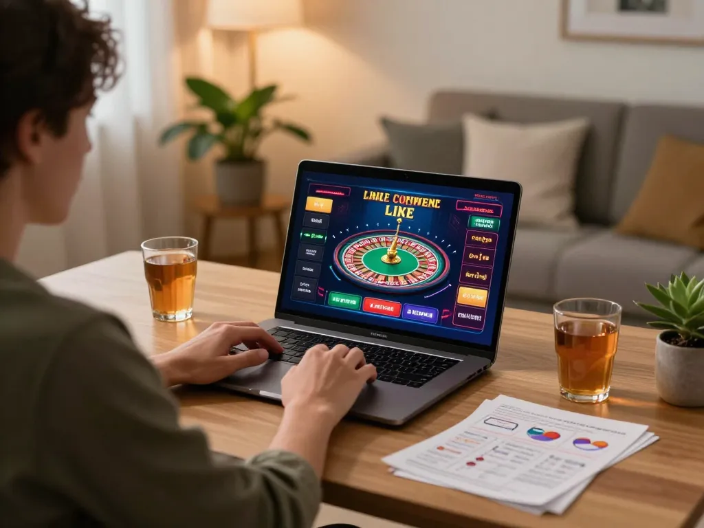 Engaging in online gaming with TR88, a player interacts with a live casino roulette setup.