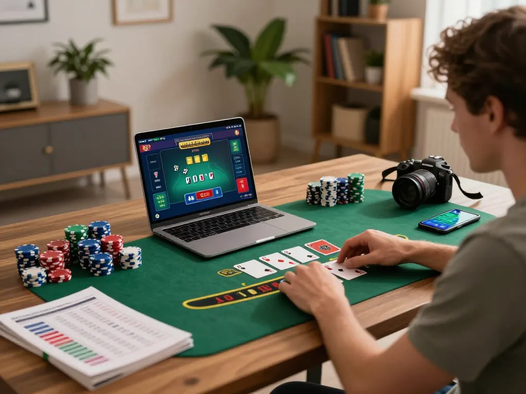 Engaging in online blackjack strategy on 388bet with vibrant gameplay elements around.