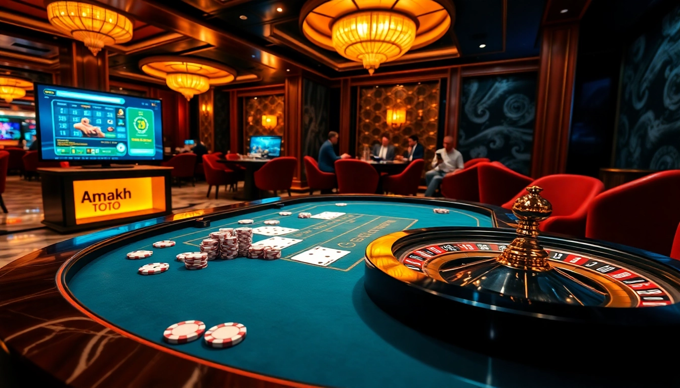 Amanahtoto delivering expert online betting action with poker chips and roulette wheel