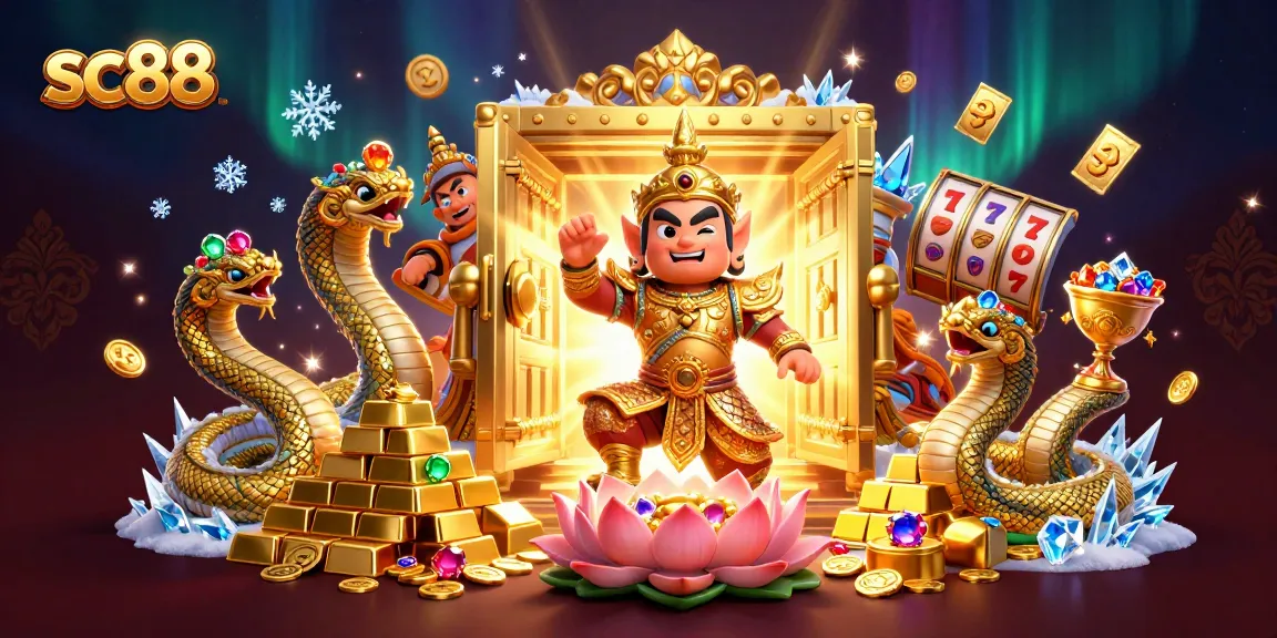 Spin the reels at sc88 with a vibrant 3D illustration of a Thai guardian and treasures!
