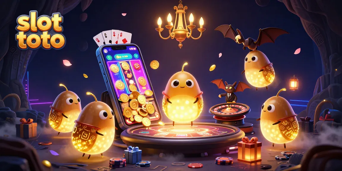 Engage with slot toto's vibrant world, illuminating a cave casino with unique characters and slot games.