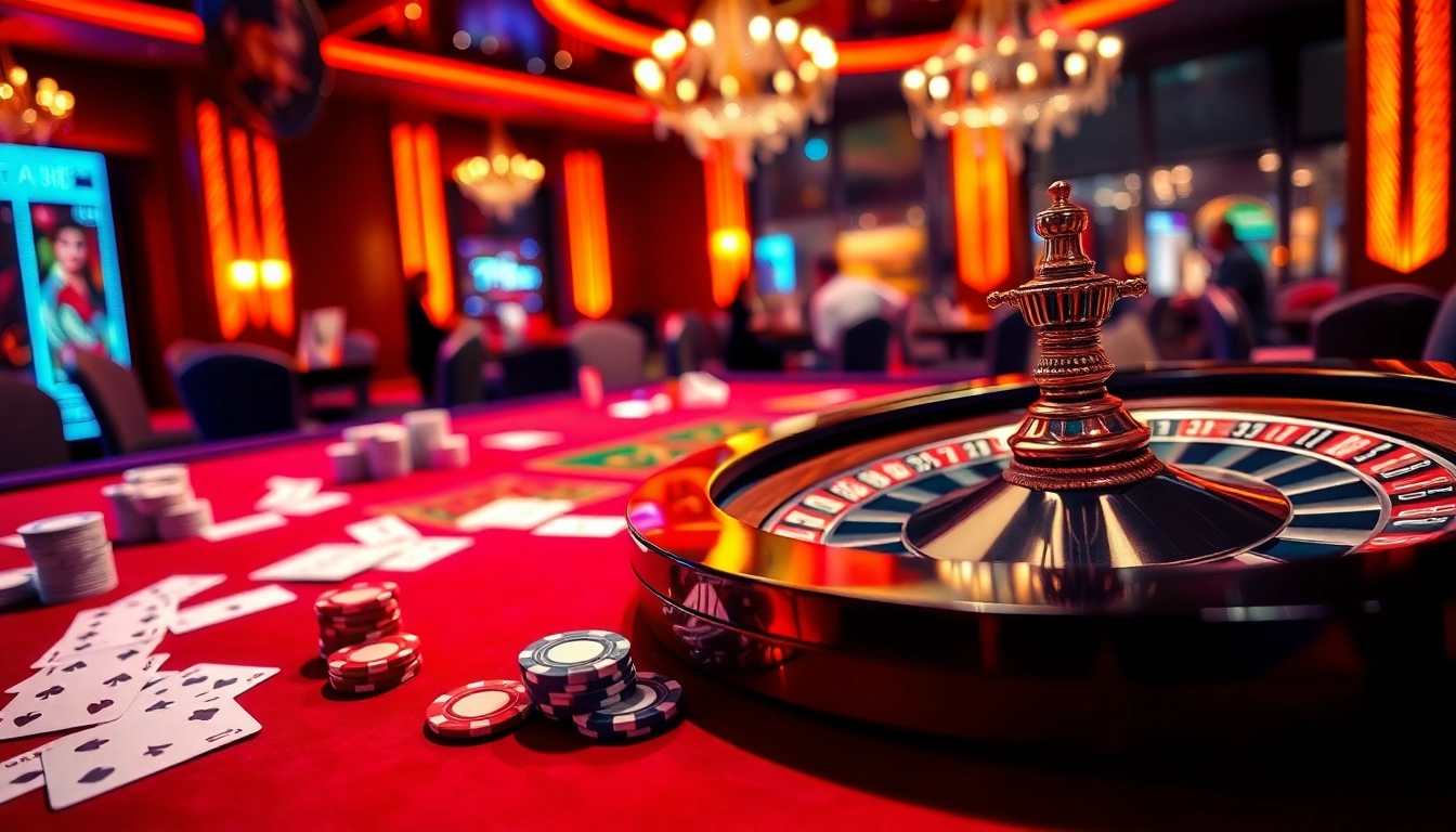 Experience the thrill of winning at 789win with vibrant casino gaming scenes featuring poker and roulette.
