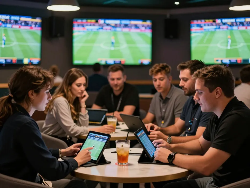 Engaged bettors enthusiastically strategizing their bets while experiencing keonhacai live sports events.
