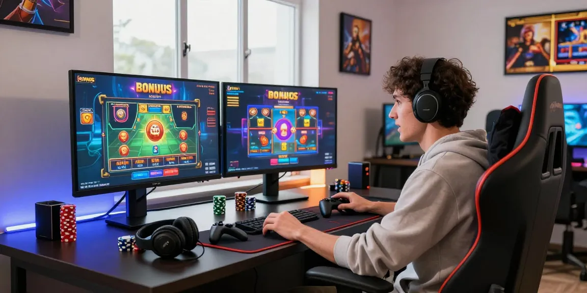 Player engaging with bonus buy slots at https://crownnorthill.co.uk/ in a vibrant gaming setup, highlighting excitement.