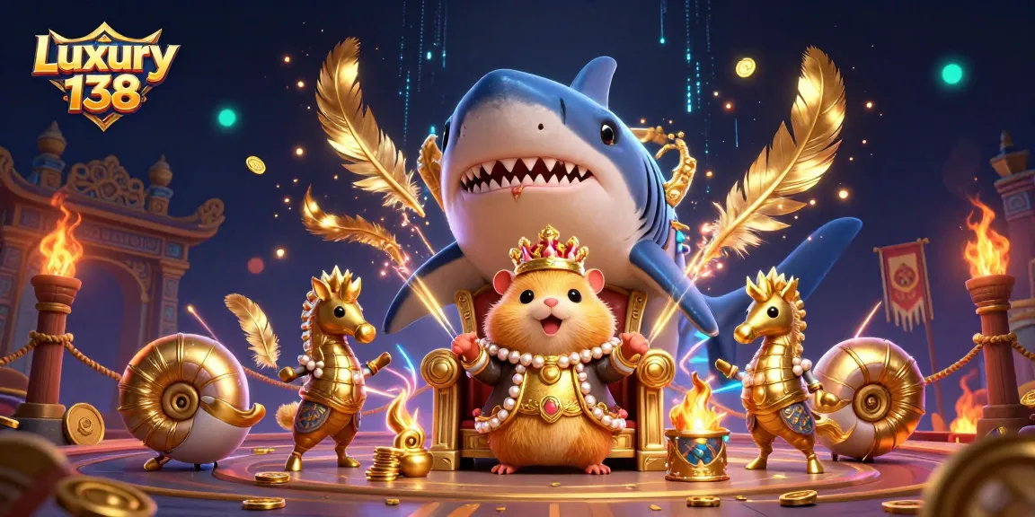 Try your luck at Luxury 138 with a vibrant 3D casino scene illustrating excitement and tokens.