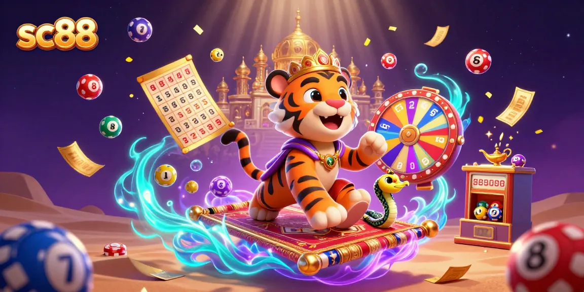Experience thrilling moments with sc88 in this vibrant casino-themed illustration featuring an Arabian sultan.