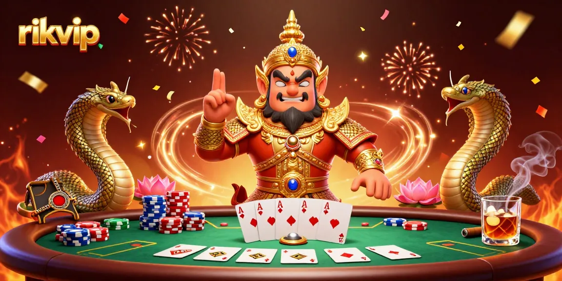 Engage in thrilling poker action with rikvip's vibrant 3D casino atmosphere.
