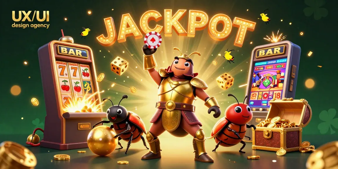 Poker chip victory scene by a hercules beetle showcases a leading UX/UI design agency
