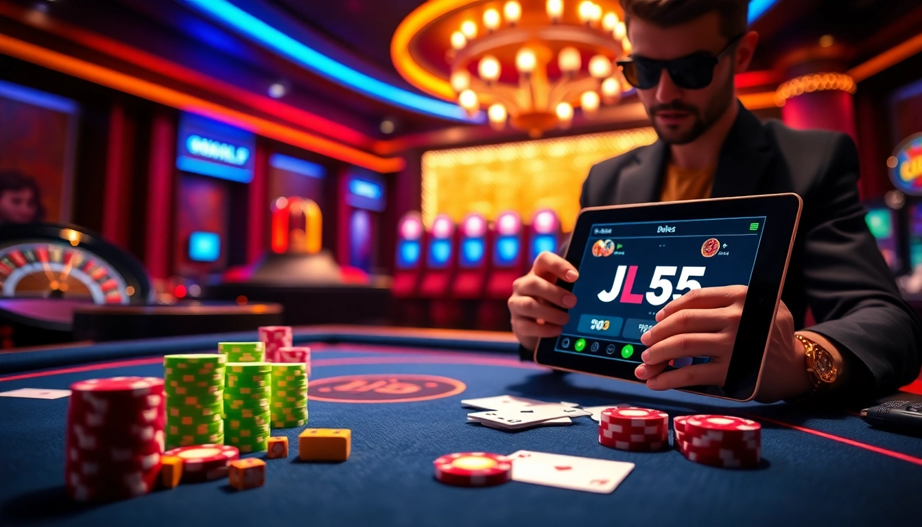 Play the game JL55 and enjoy an exciting casino experience with stylish graphics and vibrant elements.