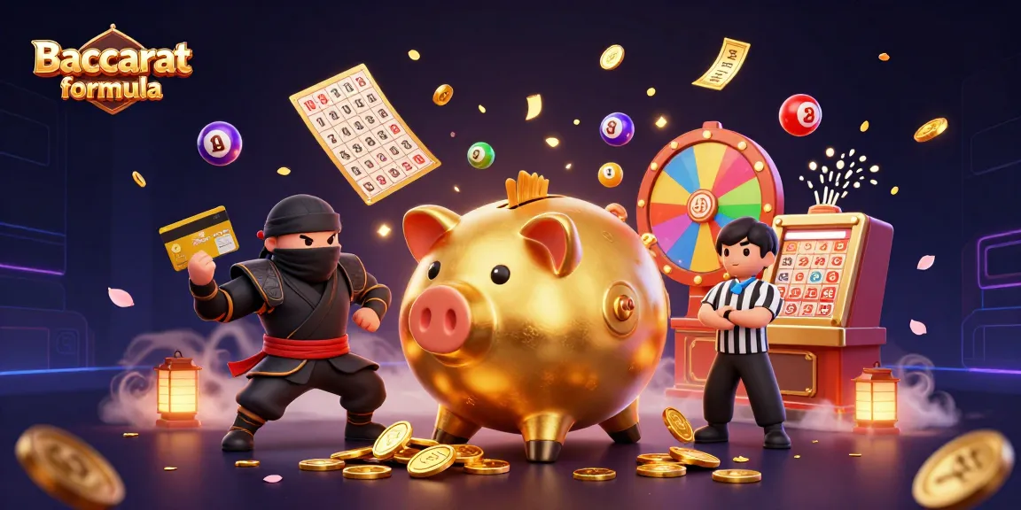 Engage in the Baccarat formula challenge amidst golden coins, ninja elements, and dynamic casino themes.