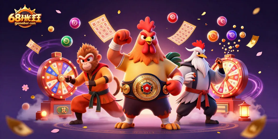 Experience thrilling gaming action at 68gamebai com, featuring dynamic characters and vibrant casino elements.