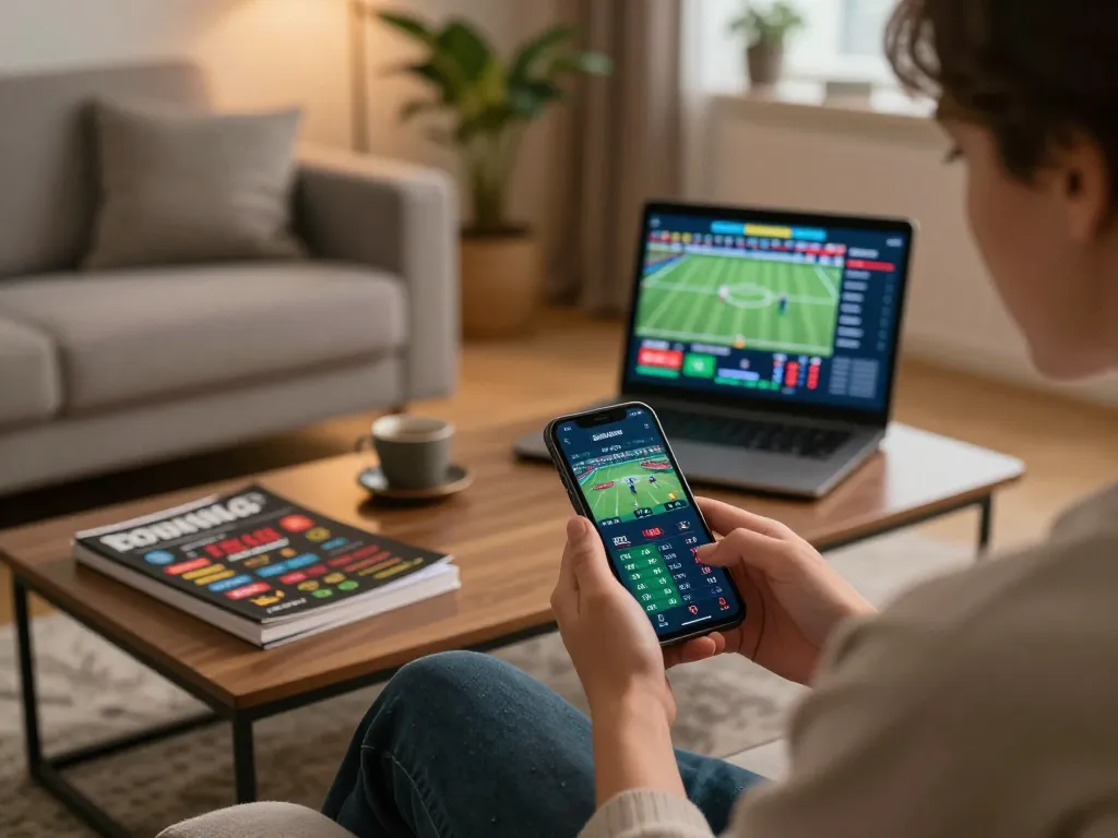 Engaging in sports betting through a smartphone in a cozy setting while exploring the 92 aa odds for smarter wagering.