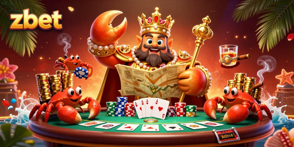 Experience thrilling poker action with zbet as a cartoon crab emperor rules the gambling scene!