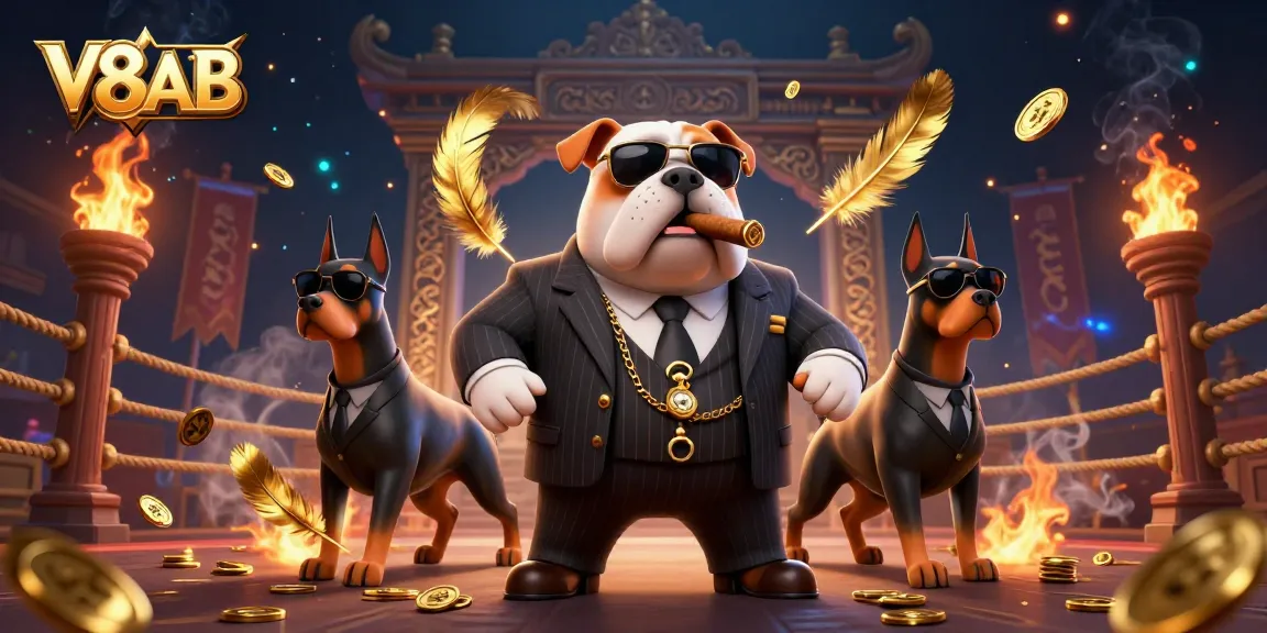 Engage in dynamic gameplay at V8AB featuring a mafia bulldog and Doberman bodyguards.