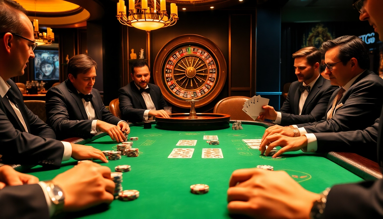 Experience excitement at a TG88 poker table with vibrant chips and high-stakes gameplay at a luxury casino.