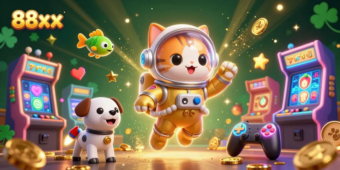 Experience 88xx gambling thrills with a vibrant 3D animated casino scene showcasing fun slot games.